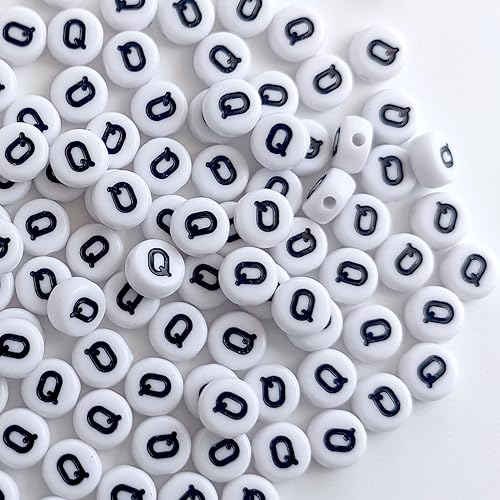 Miniatura 39 de 100 cuentas de letras blancas redondas de acrílico del alfabeto, cuentas de la letra L, para hacer joyas, pulseras, collares, llaveros, bricolaje