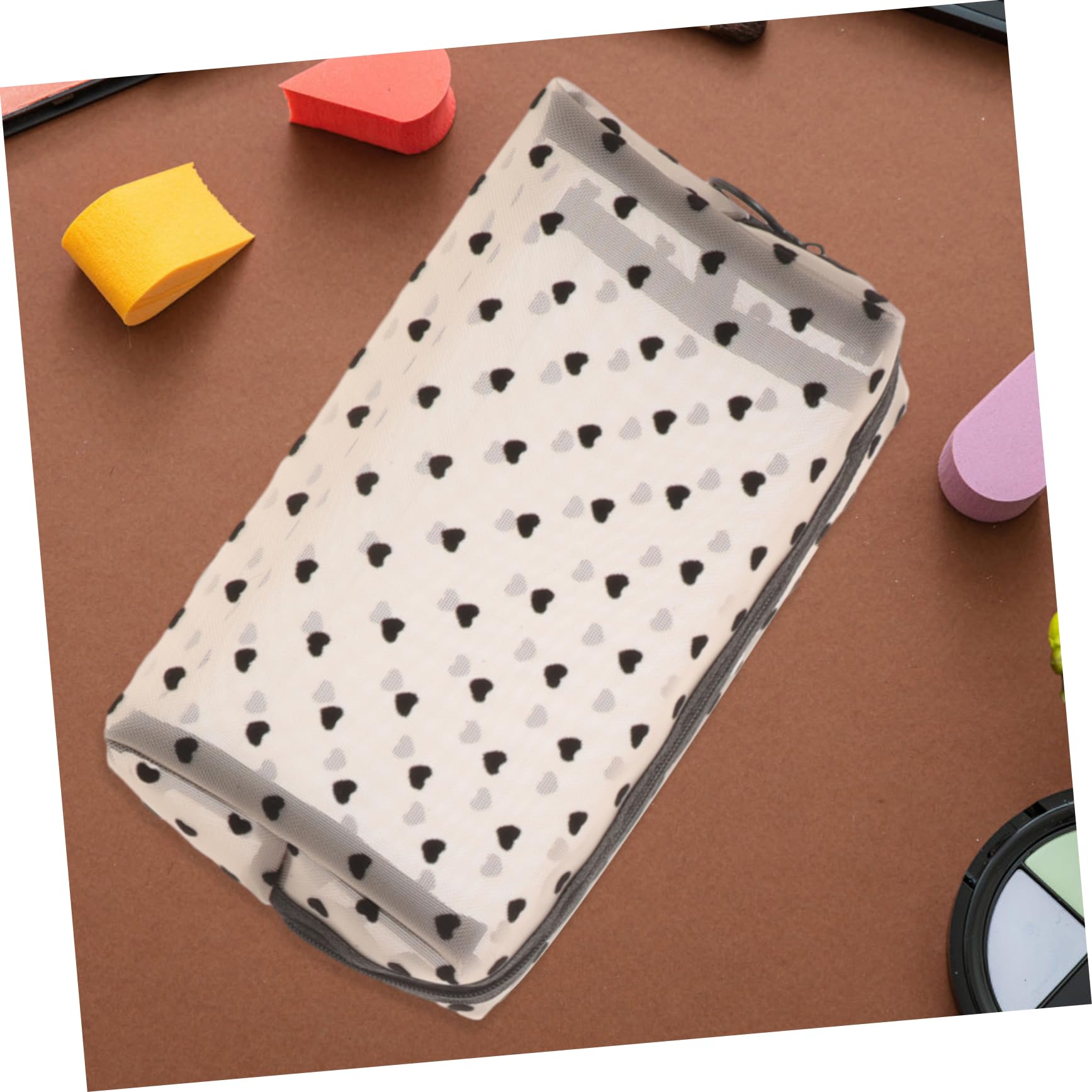 Mikinona 6 Pezzi Pochette Cosmetici a Cuore in Rete con Cerniera, Comoda e Facile da Riconoscere, per Viaggi e Uso Quotidiano