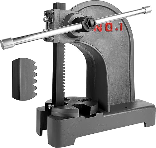 RQR Prensa de eje de 1 tonelada, prensas de eje de servicio pesado, prensa manual de escritorio de hierro fundido para remachar, perforar agujeros,