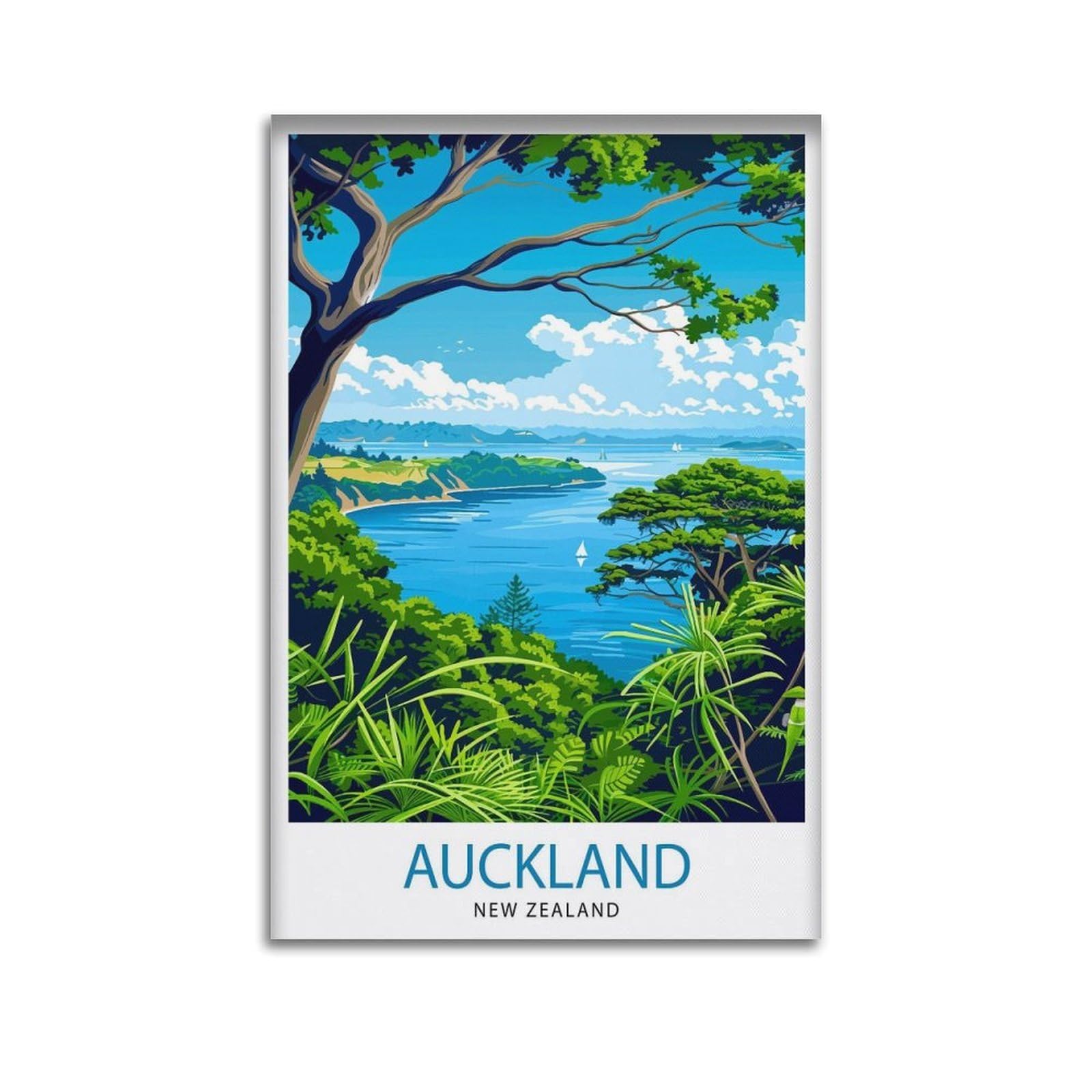 xiaoxiaoshen Auckland New Zealand Travel Canvas Poster Wall Art Prints Room Aesthetic Murals Bedroom And Living Decorations 16x24inch(40x60cm)