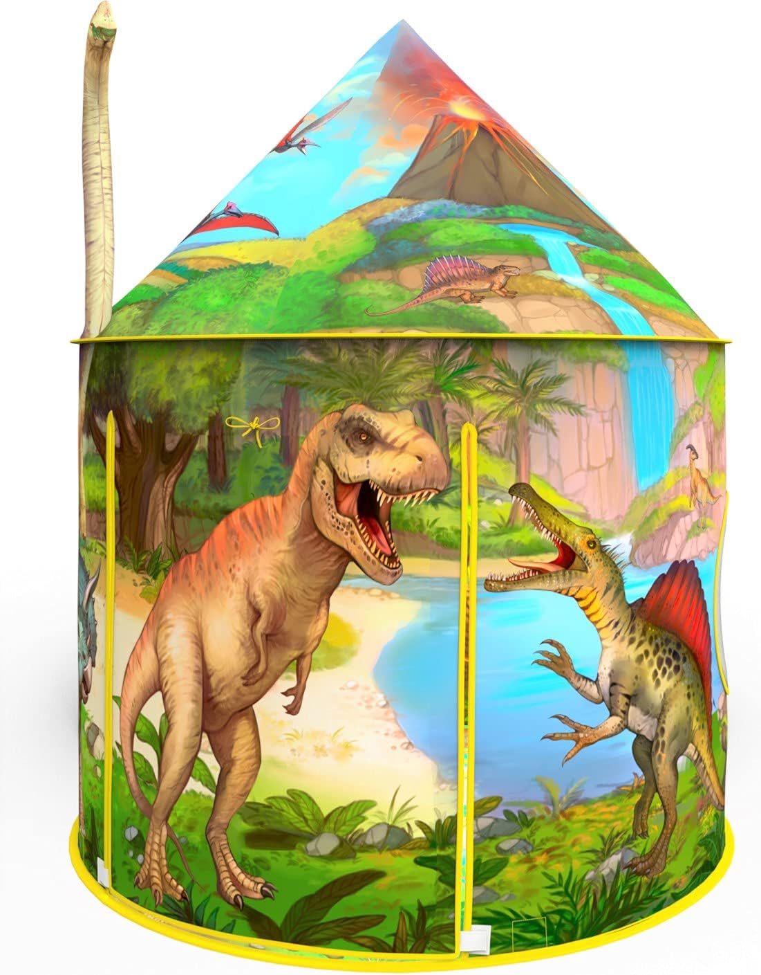 Dinosaur Play Tent | Realistic Dinosaur Design Kids Pop Up Play Tent for Indoor and Outdoor Fun, Imaginative Games, Toys & Gift | Foldable Playhouse + Storage Bag for Boys & Girls