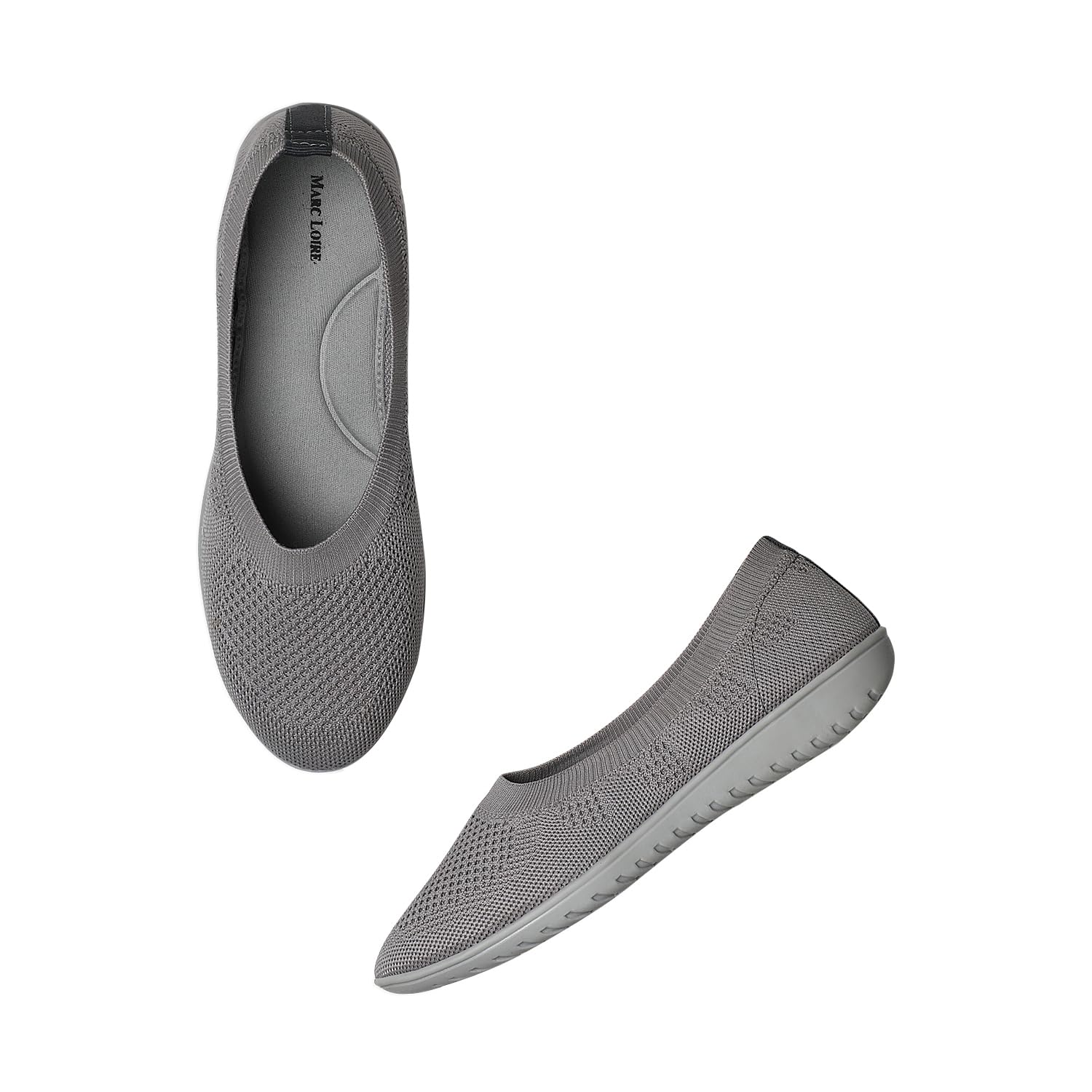 Marc Loire Womens Grey Athleisure Lightweight Active Wear Knitted Mesh Slip On Comfortable Casual Flat Ballerina Shoes, 3 UK (B08HCRXTP3) Amazon Price History, Amazon Price Tracker