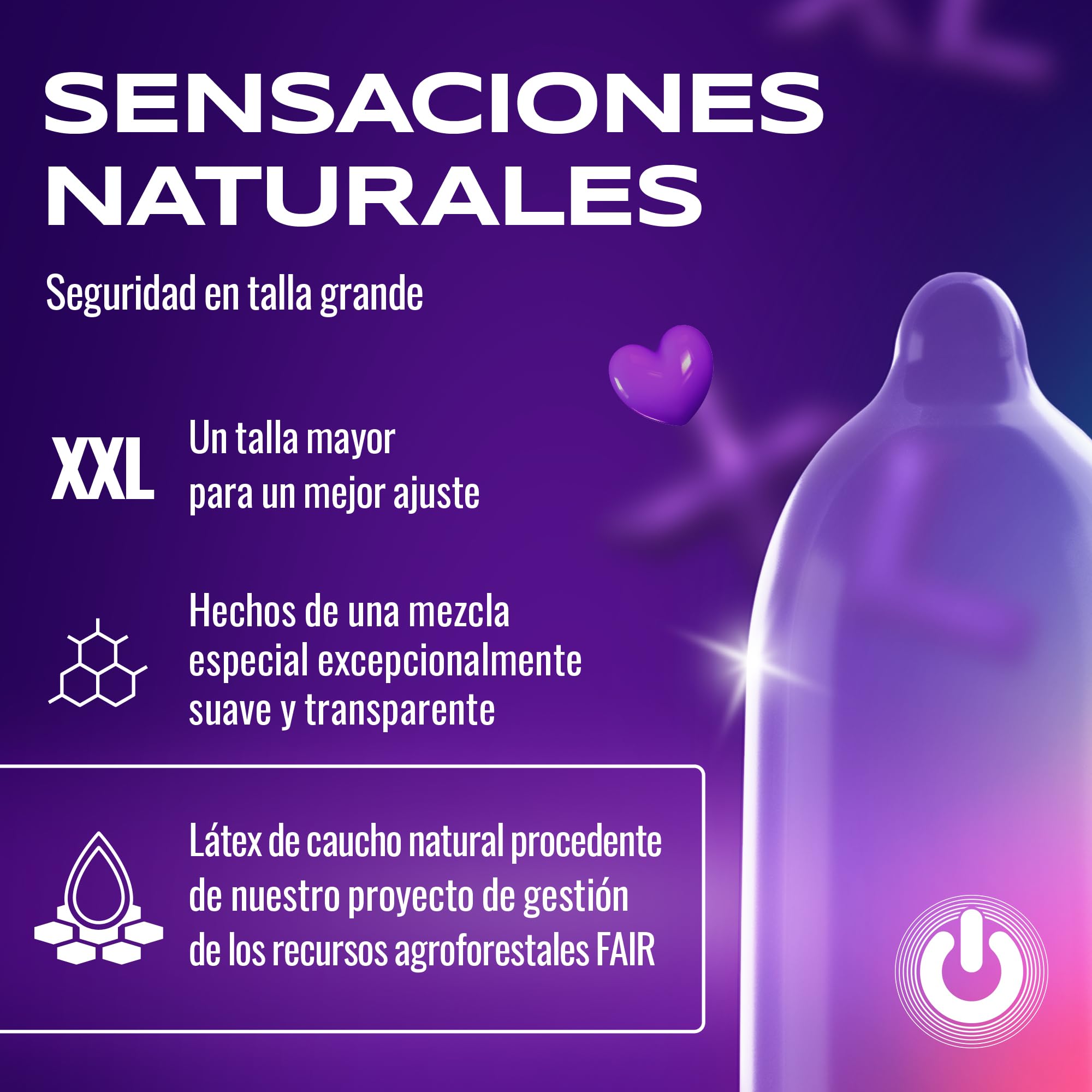 ON) Condones XX-Large | 57 mm de ancho | Paquete de 100 unidades | Condones premium extra grandes con lubricante de silicona | Delgadez de 0,07 mm | para hombres