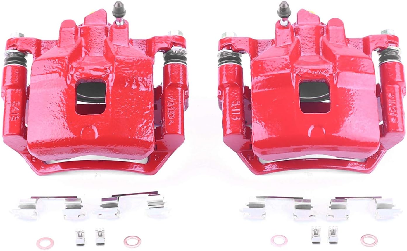 Power Stop Front S2048 Pair of High-Temp Red Powder Coated Calipers For Chevrolet Prizm 1998-2002, Toyota Corolla 1998-2002 [Model Specific]