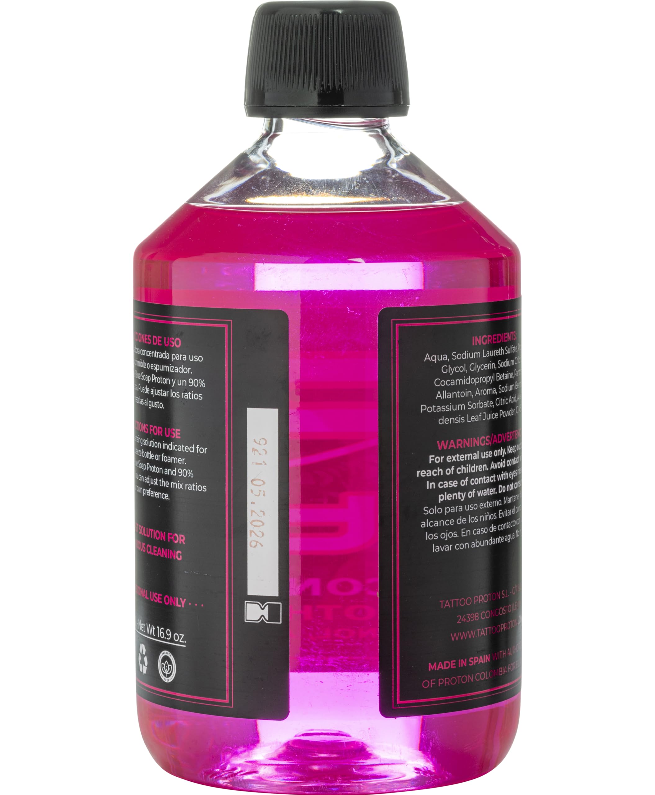 Pink Soap Proton CONCENTRADO con Pantenol, Alantoina y Aloe Vera - 500ml Jabon para Tatuajes