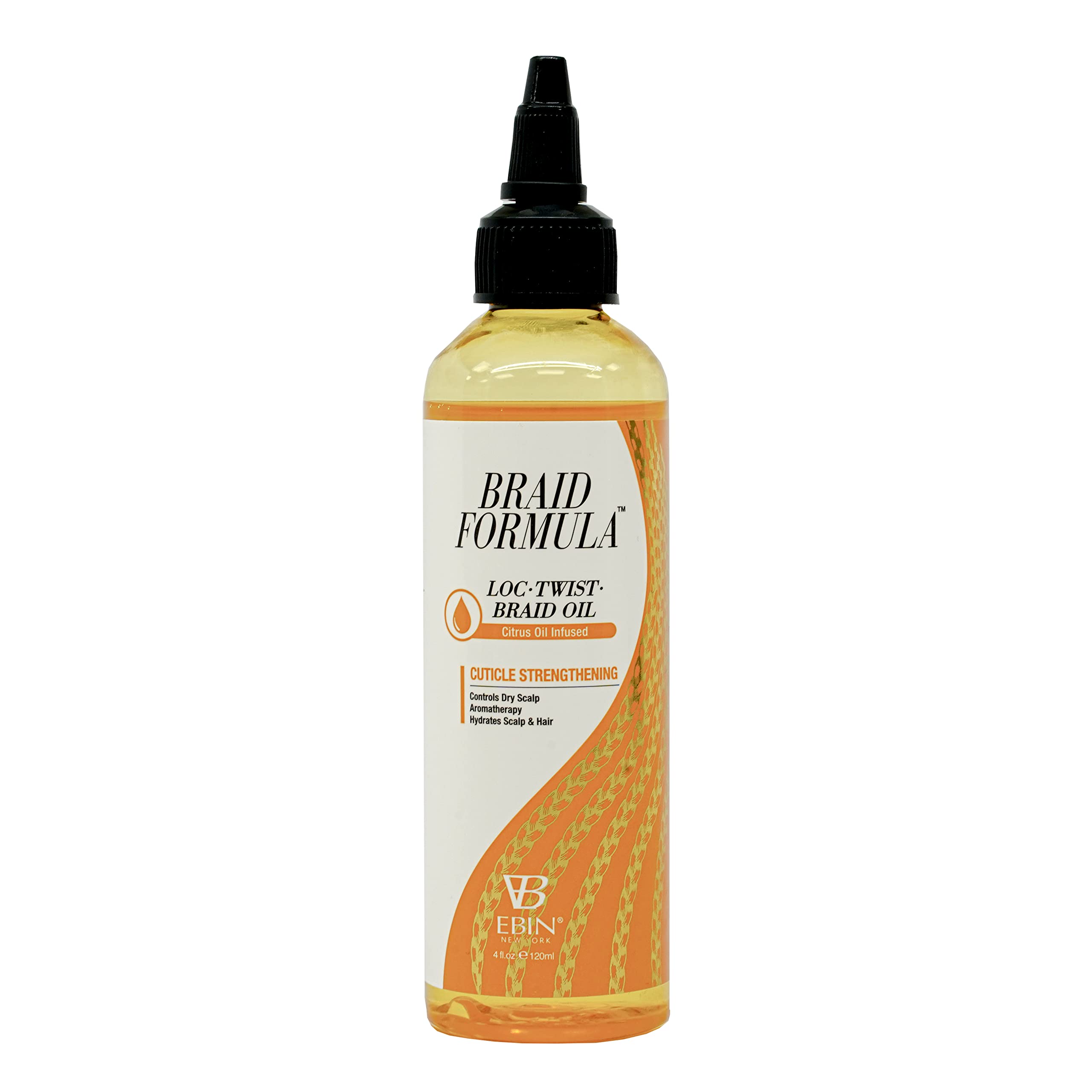 EBIN NEW YORK Loc, Twist, Braid oil - Citrus, 4oz/ 120ml | Moisturizing and soothing Formula with Citrus Oil - Perfect for Braids 4 Ounce Citrus Oil