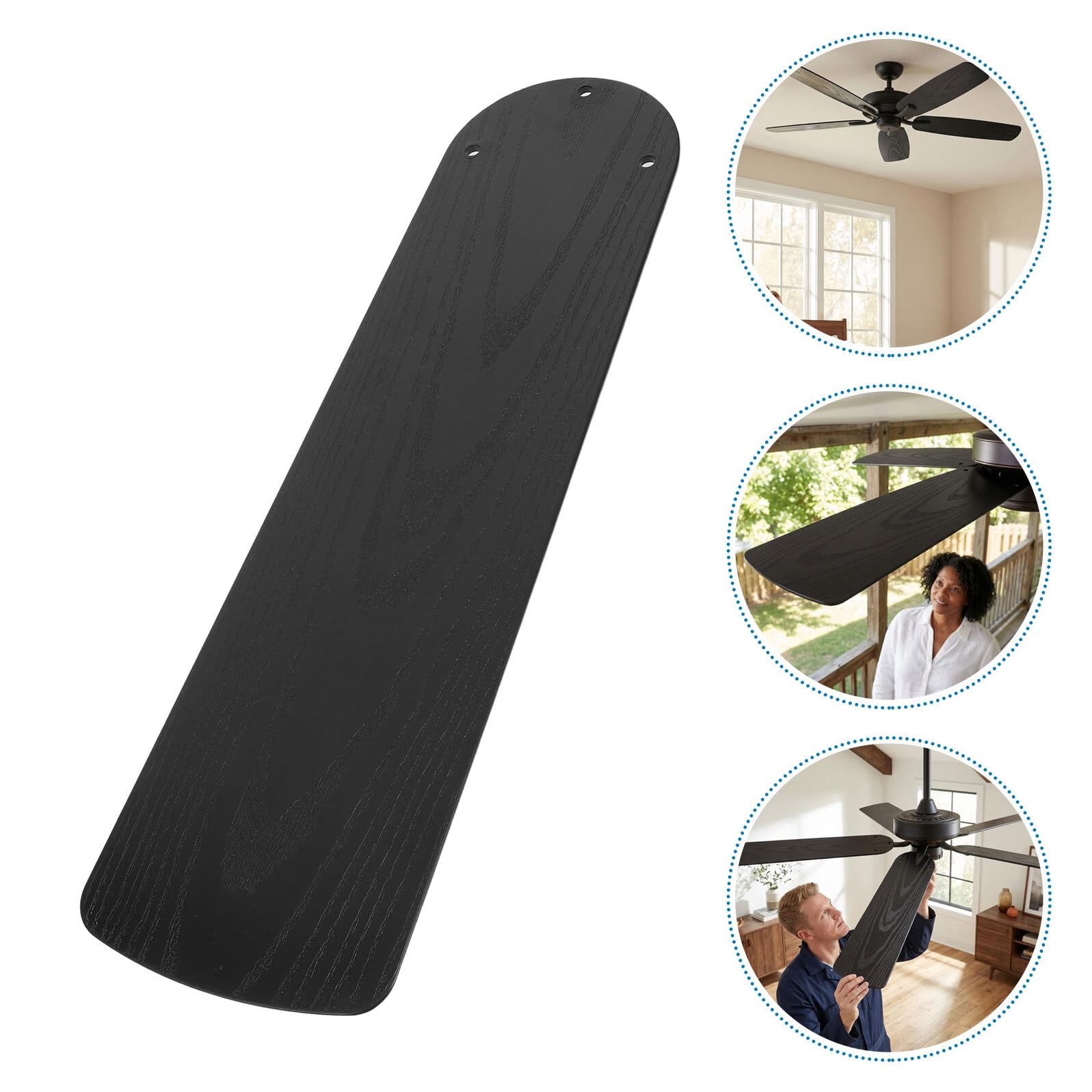 5 Piezas Aspas de Ventilador de Techo de Plástico Acabado Imitación Madera, Repuesto Fácil de Instalar para Ventiladores de 52 Pulgadas, Accesorio Moderno para Dormitorio