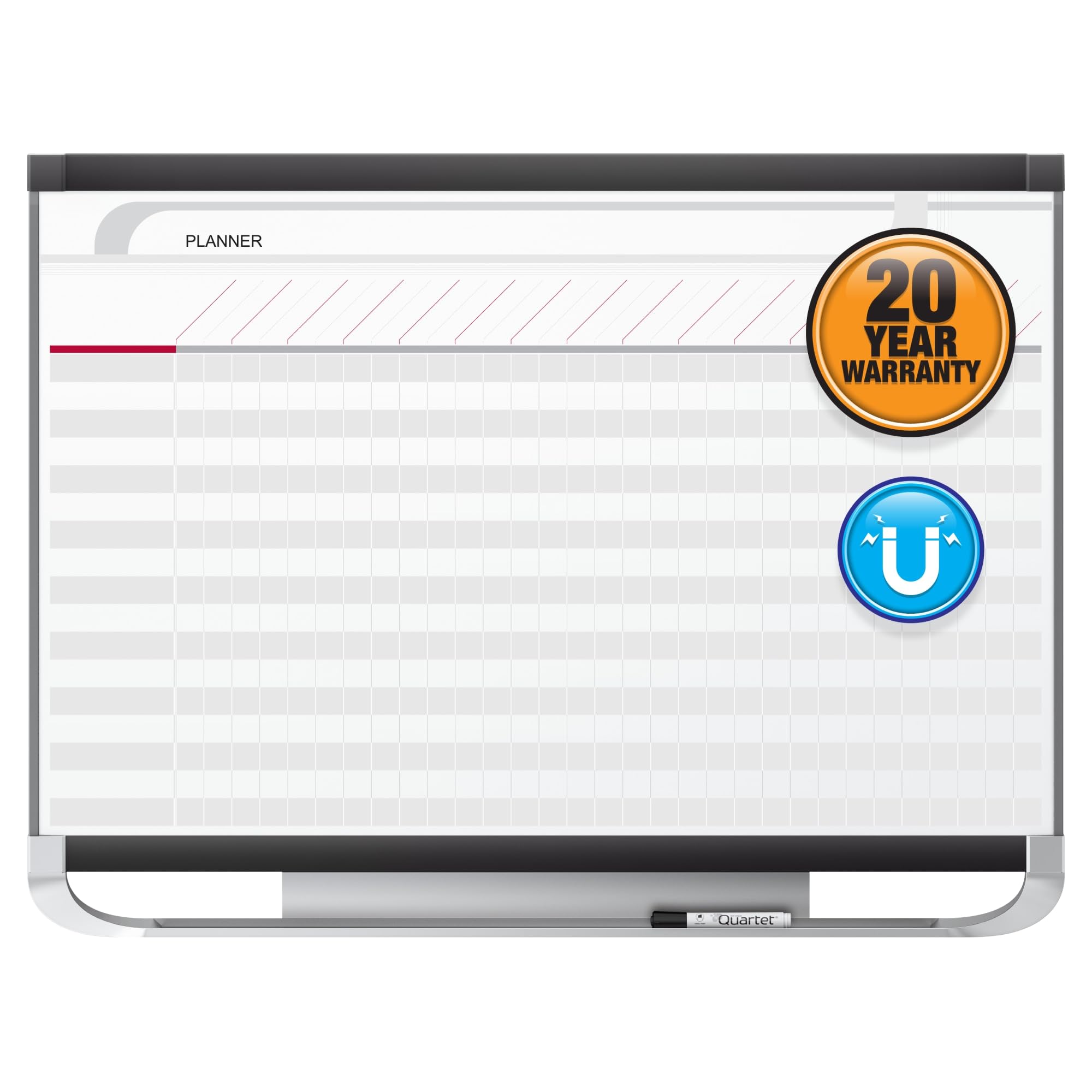 QuartetPrestige 2 Magnetic Total Erase Project Planner, 3 x 2 Feet Board with 16 Row/29 Column Chart (PP32P2)