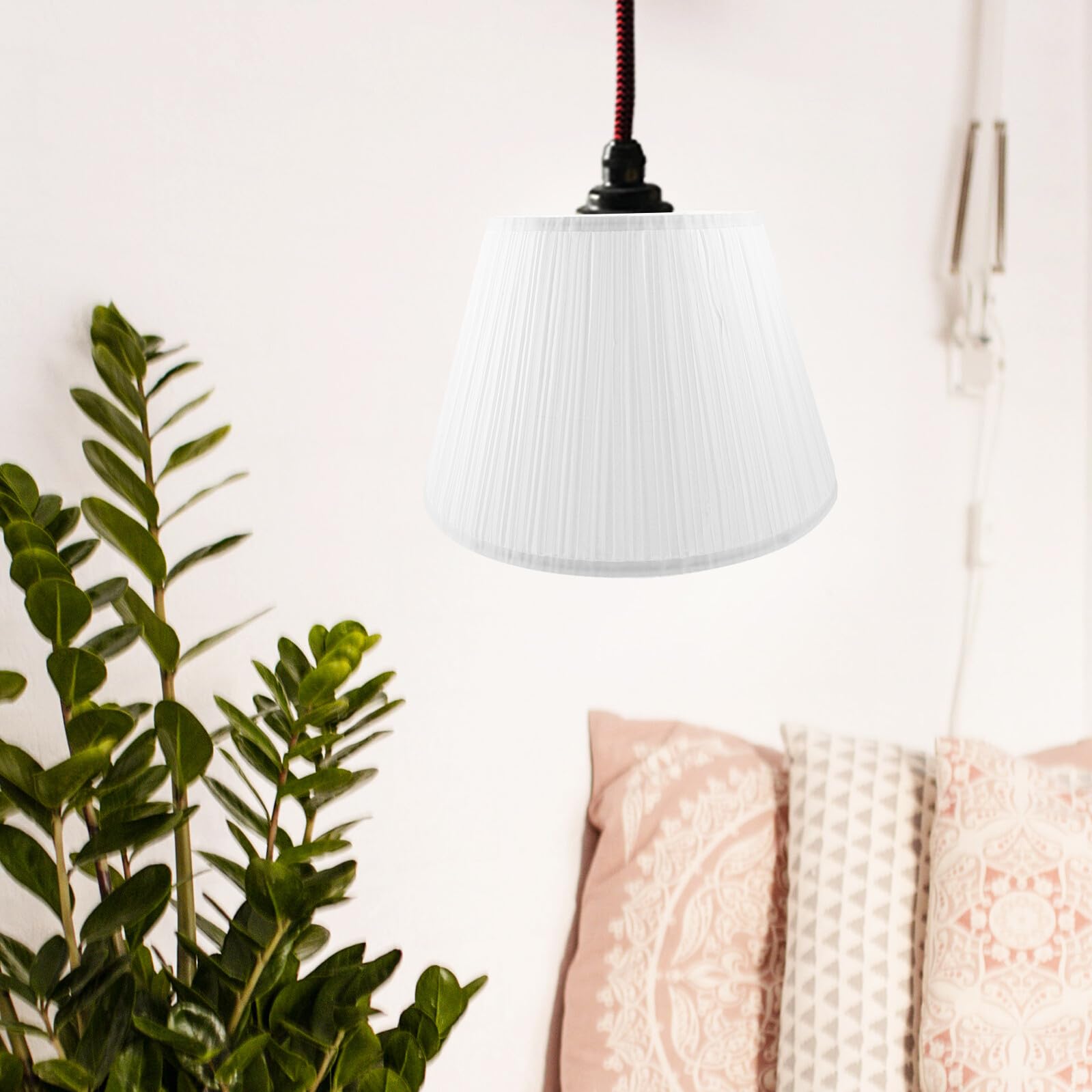 Abat-Jour en Lin Léger pour Lampe de Bureau Abat-Jour en Tissu Demi-Cercle Rayé Taille Moyenne Couverture Décorative pour Lampe de Table et Lampadaire pour Salon et Chambre