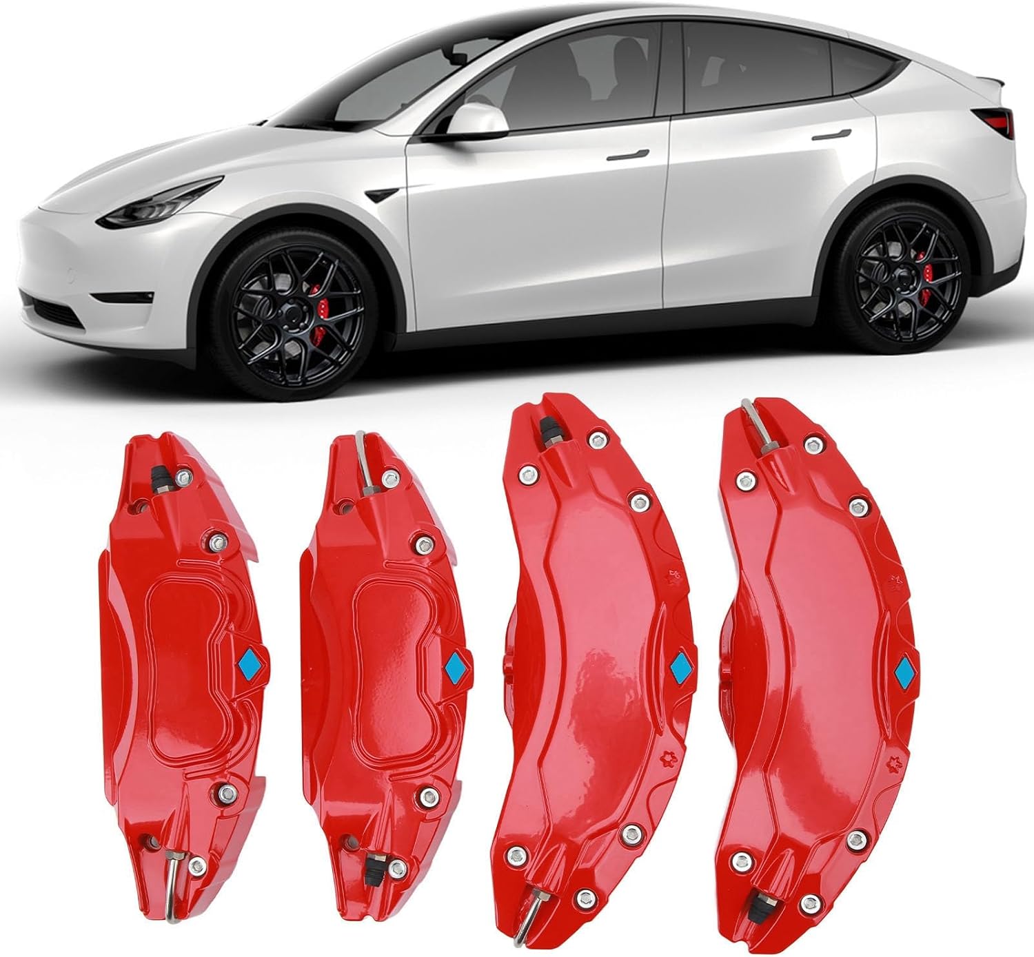 Caliper Guard 19 20 Wheel Hub Superior Protection Aluminum Alloy Brake Caliper Protector Cover for Model Y (Red)