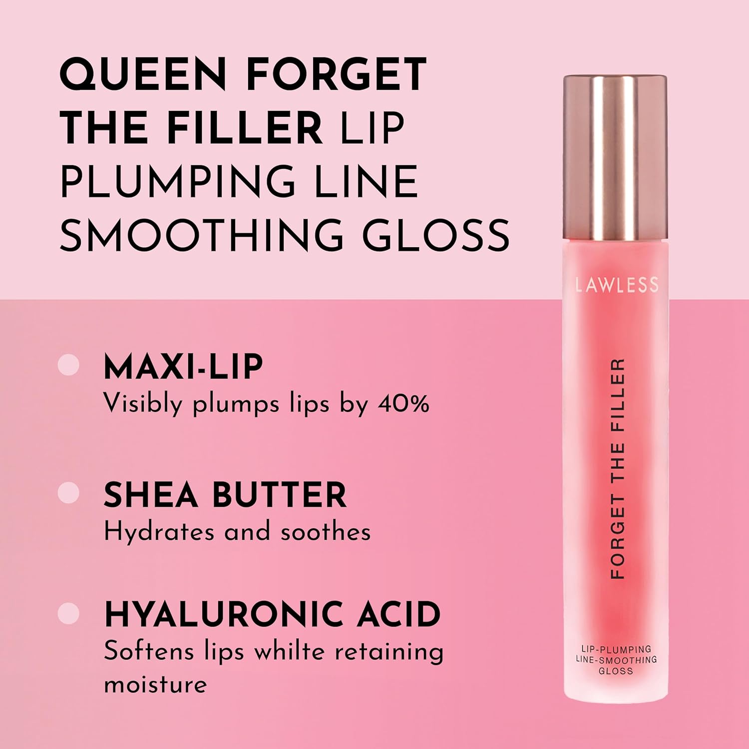 Lawless Women's Forget The Filler Lip Plumper Line Gloss - Queen Size, Cherry Vanilla, 0.19 Ounce (Pack of 1) - Image 2