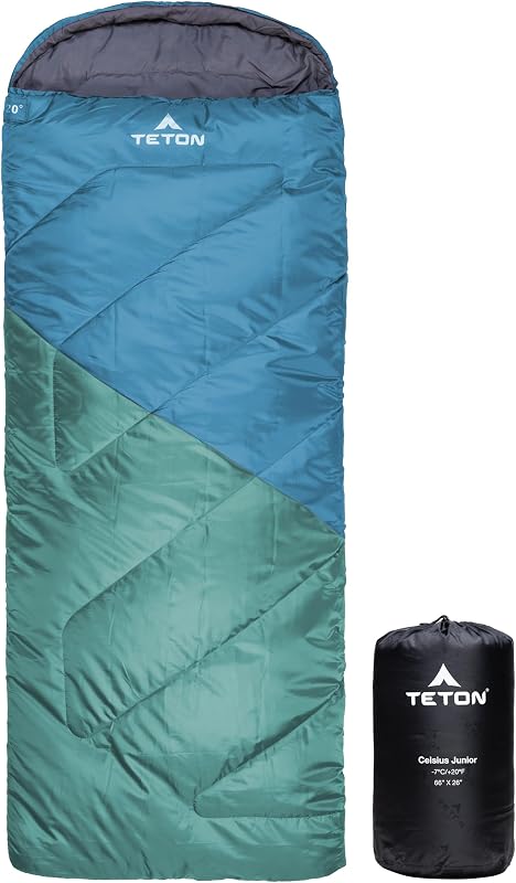 Sacos de dormir Teton Junior, 20 grados y 0 grados. Por último, un saco de dormir para niños, niñas y todos los niños, cálido y cómodo, apto para todo tipo de clima y diseñado para durar.