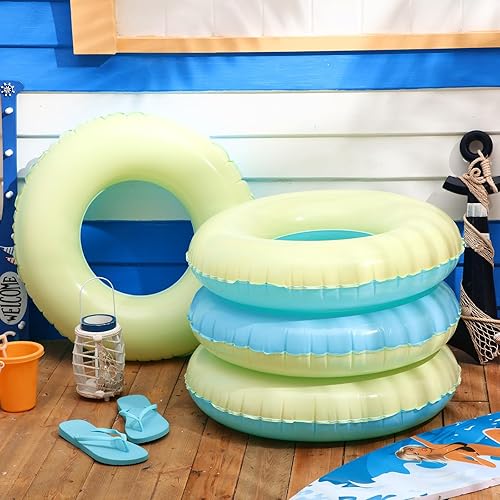 Miniatura 2 de ShinyRelief 4 unidades de flotadores inflables de piscina para adultos, tubos interiores pastel, macarrón, anillos de piscina, flotadores para