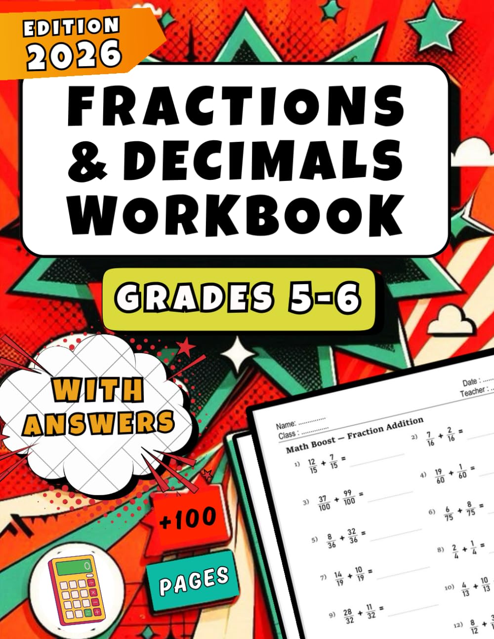 Fractions And Decimals Workbook for Grades 5-6: Over 1100 Practice Problems with Full Answer Key