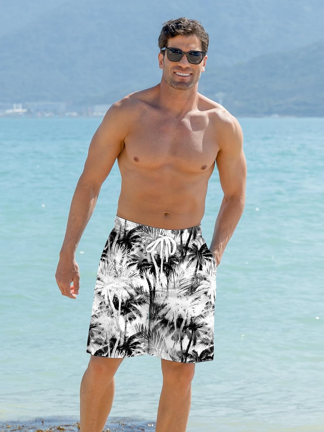 Goodstoworld Men's Funny Swim Trunks with Compression Liner 2 in 1 Quick-Dry 9" Stretch Shorts with Three Pockets - Image 5