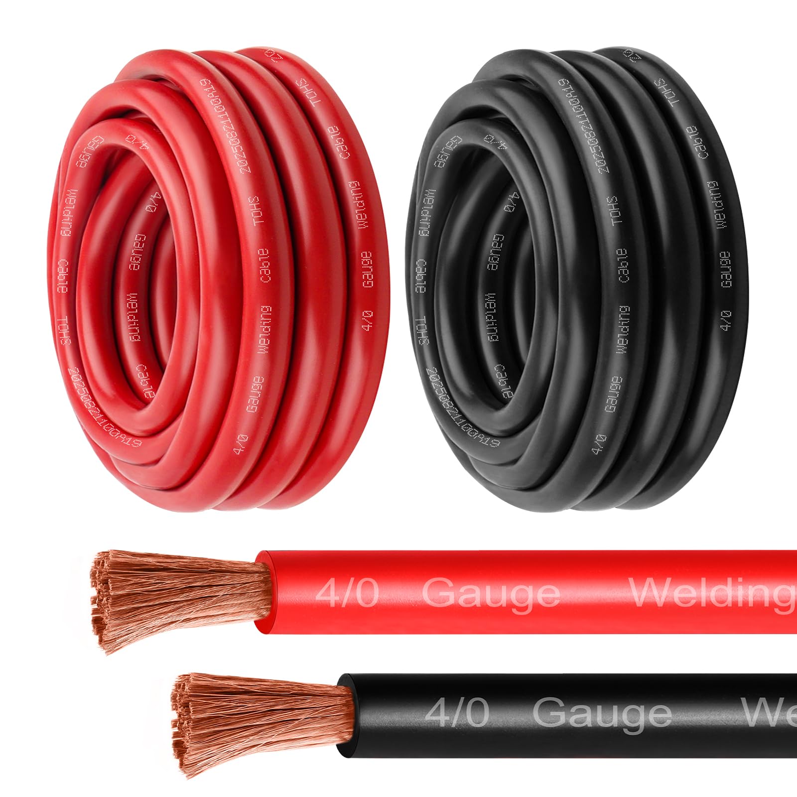 MOOKEERF 4/0 Gauge Battery Cable - 15FT Red + 15FT Black 4/0 AWG Welding Cable Flexible Stranded Oxygen-Free Pure Copper Wire for Automotive, Battery,
