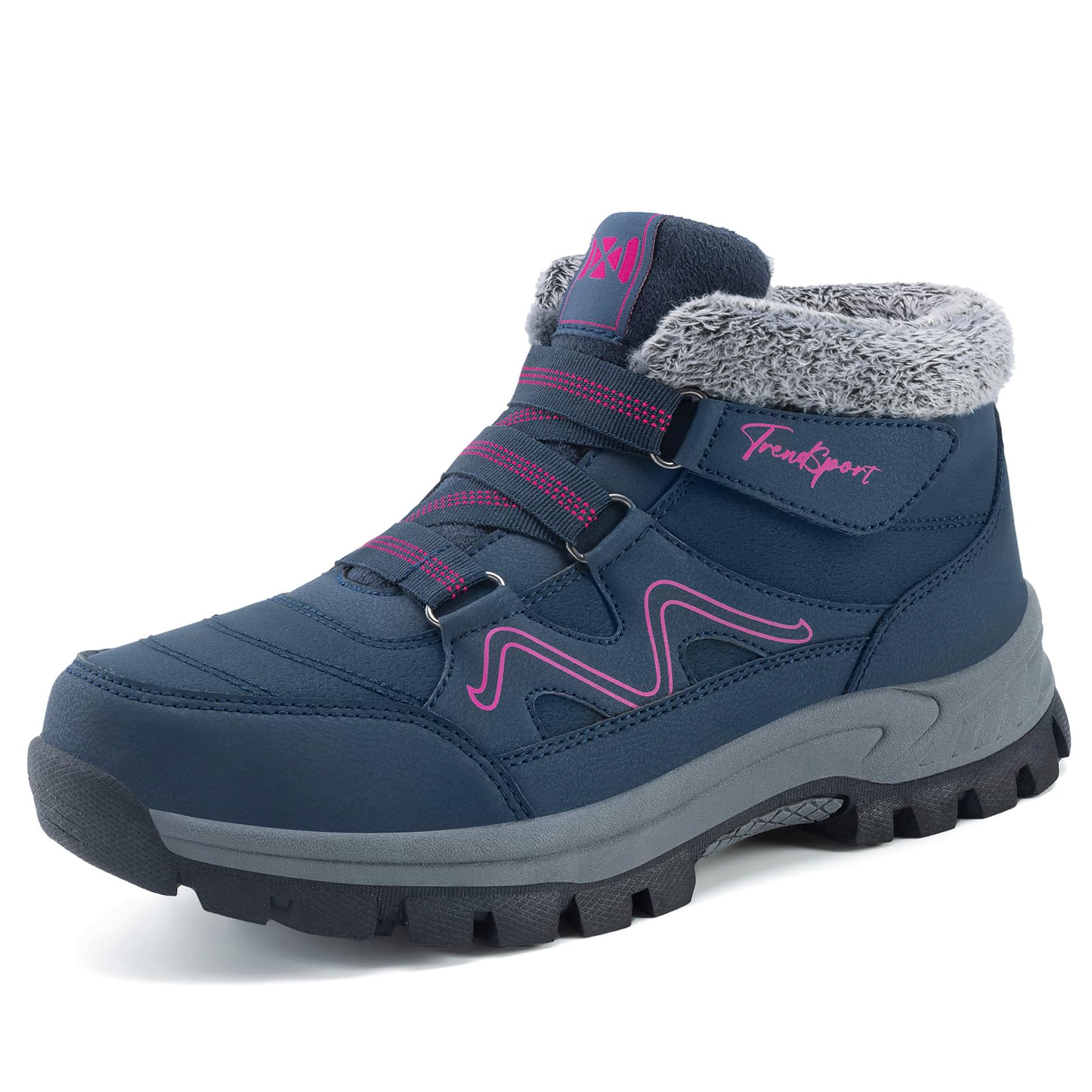 Qiucdzi Womens Winter Snow Boots Warm Fur Lined Anti-Slip Outdoor Ankle Booties Walking Shoes Comfort Non-Slip Trekking Shoes
