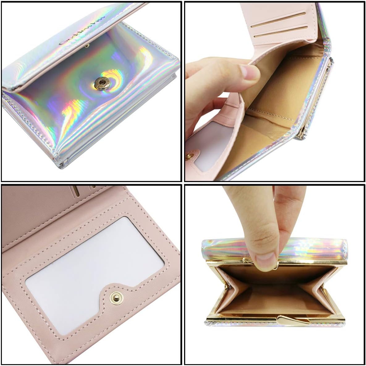 Fashion Women Trifold Wallet Shiny Holographic Ladies Girls Purese Clutch Coin Pocket Card Holder Organizer - Image 5