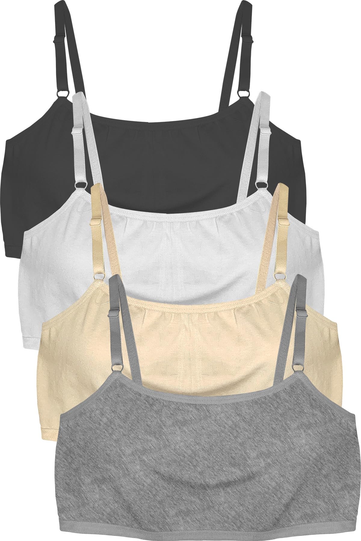 Pack of 4 Solid Beginner Bras for Girls/Kids: Half Slips & Camisoles-picture-23