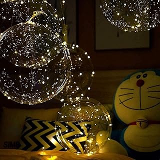Light Up Led Balloons, 18 Packs Party Balloon Cell Battery Included Inflated Size 22 Inches 3 Modes Flashing String Lights Clear Balloon, for Birthday Wedding Decorations (Warm White)