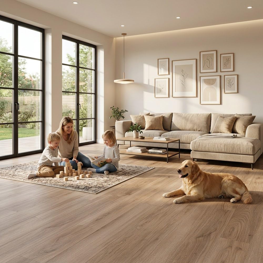 Pavimentos Arquiservi - Tarima Flotante AC5 8mm (1.90 m²) | Click | Resistente Agua | Suelo Laminado (Roble Drago)