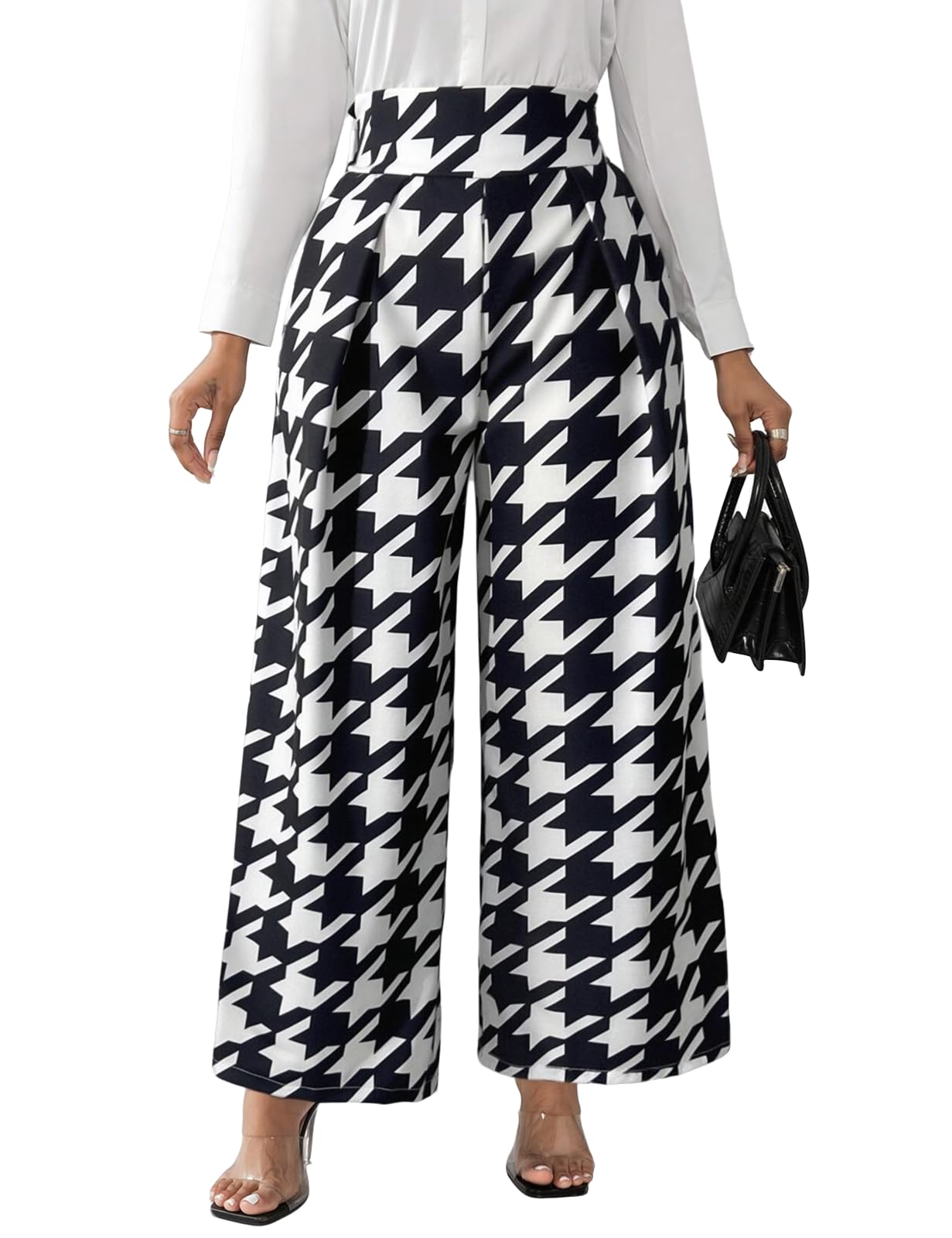 Wide Leg Pants Woman Checkered Trousers Pants for Women Cute Fall Outfits with Pockets Office Work Pants for