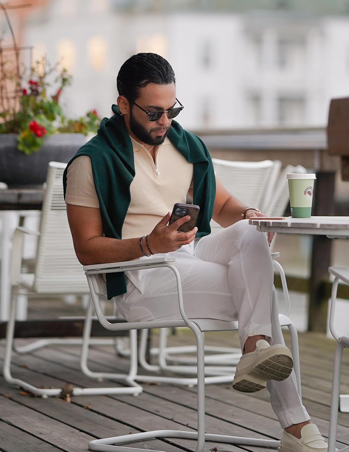 COOFANDY Mens Textured Knit Polo Shirts Zipper Polo Shirts Short Sleeve Casual Lightweight Golf Shirt - Image 2