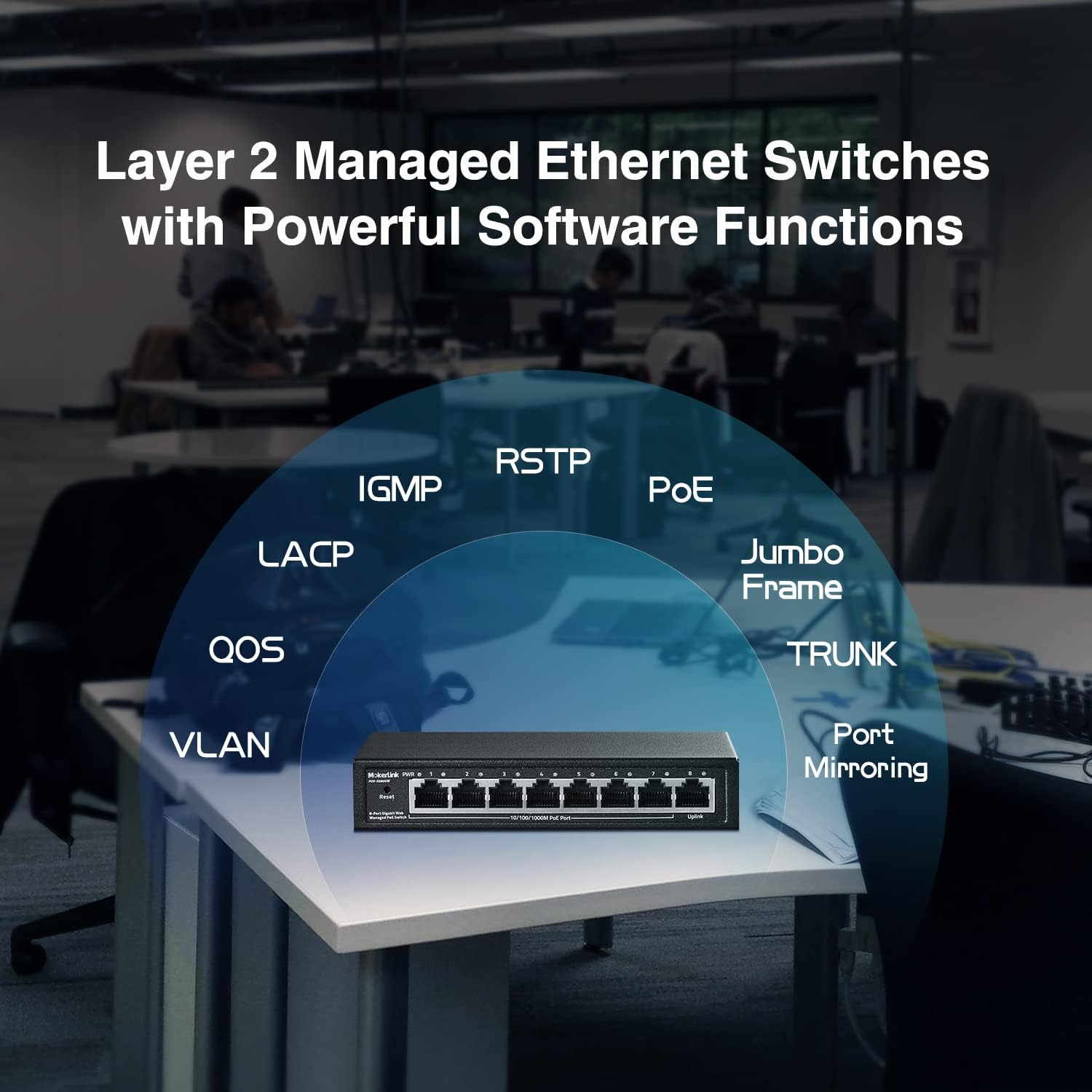 Diagram illustrating Layer 2 managed features of the MokerLink switch