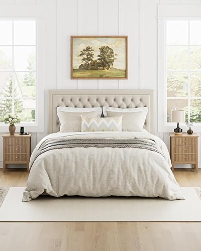 Miniatura 8 de Fluted Nightstand, Farmhouse Night Stand with 3 Drawers, Mid Century Modern Side Accent Table,Bedside End Table for Bedroom, Living Room, Natural