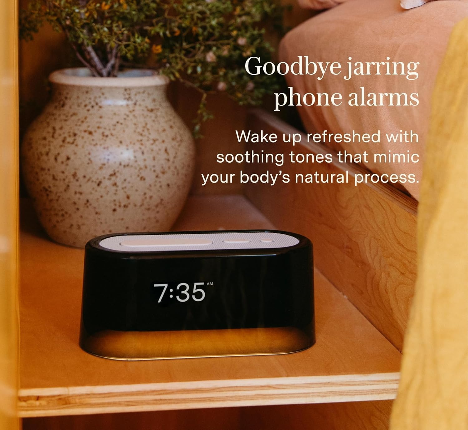 Loftie Wecker mit Soundmaschine - Smart Wecker mit Licht, Weißem Rauschen, Bluetooth-Lautsprecher, Nachtlicht-Soundmaschine, 100+ Sounds, Verdunkelungsmodus, Kein WiFi-Modus, Optionales Abonnement