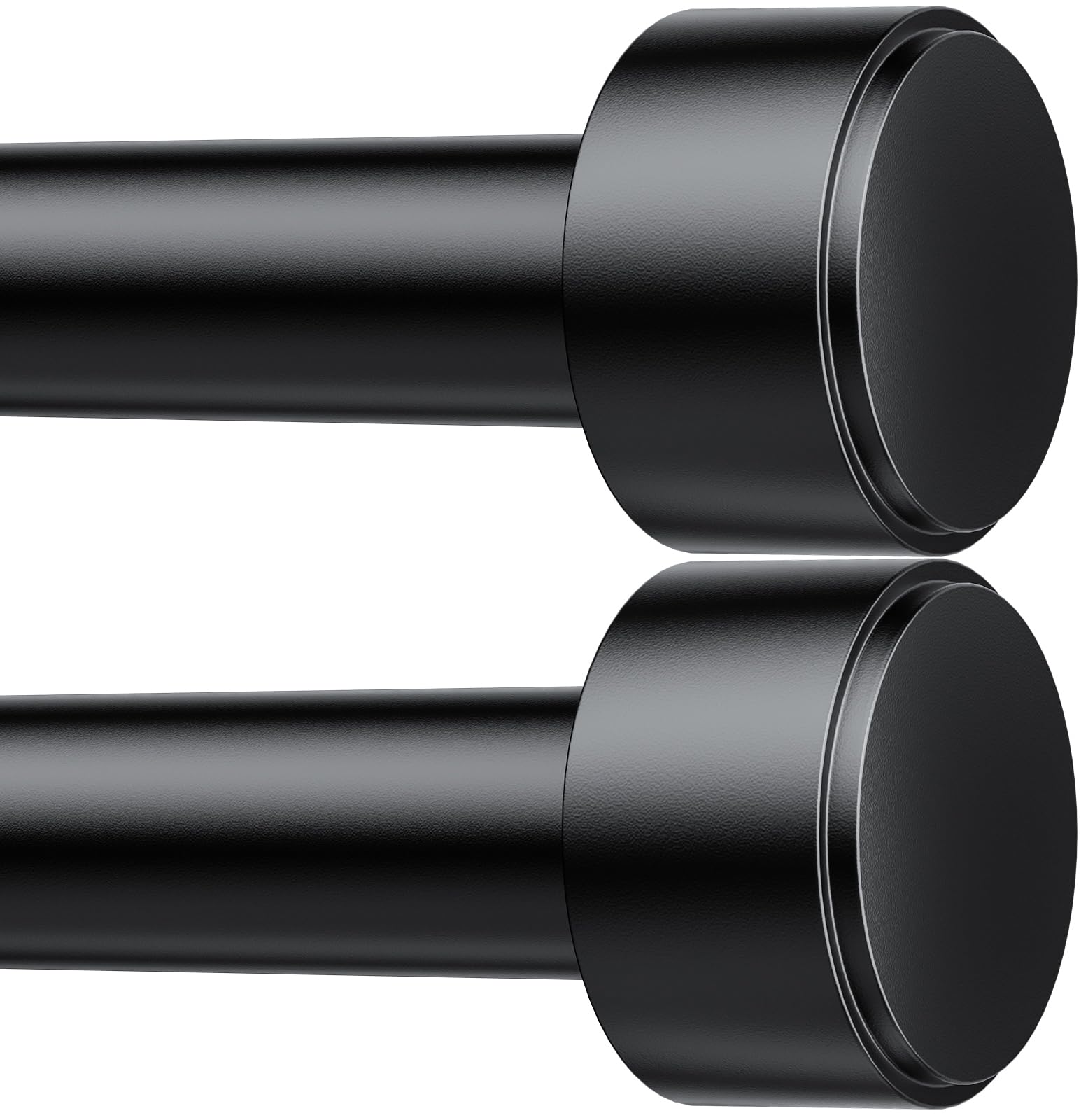 Photo 1 of 2 Pack Curtain Rods for Windows 32-60 Inch, 1 Inch Adjustable Black Curtain Rod Set with Brackets, Easy Install