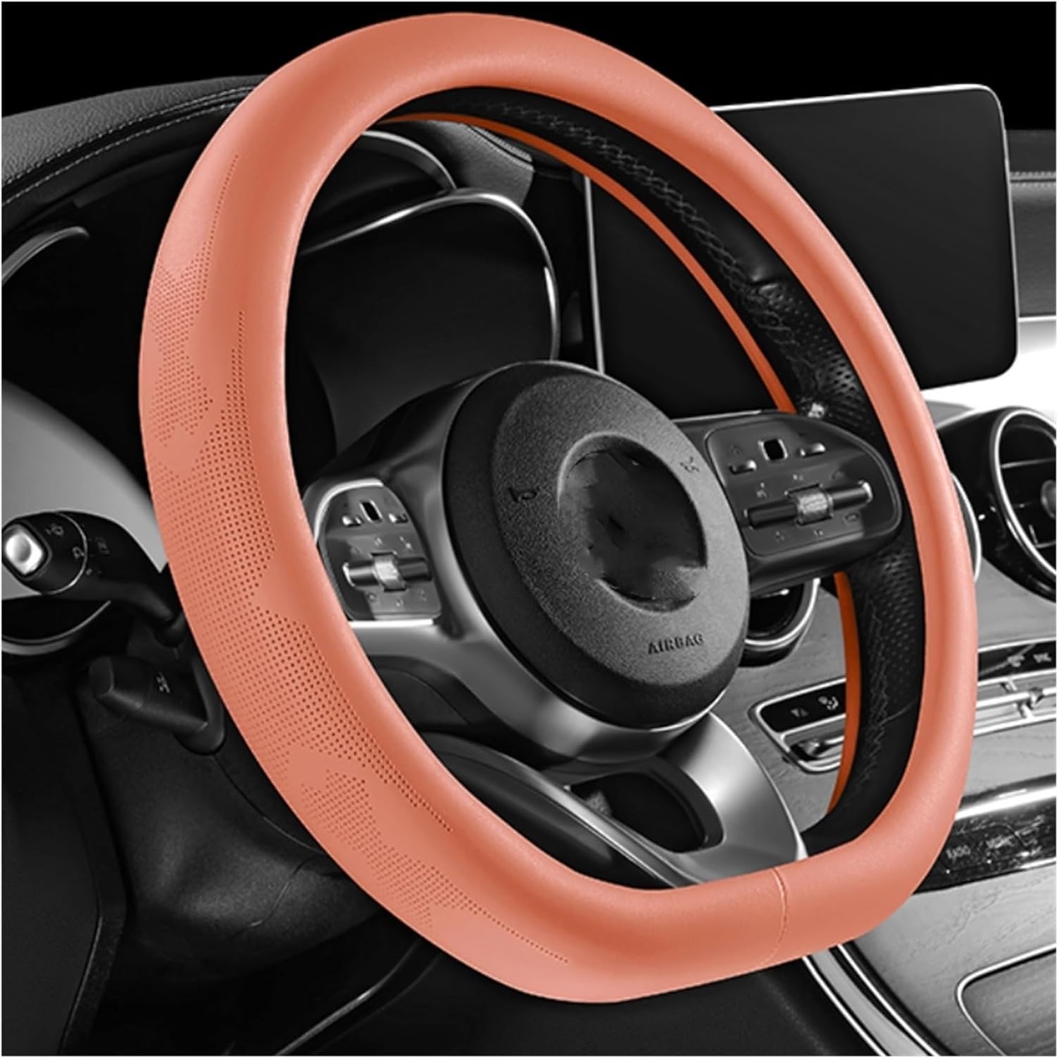 Car Steering Wheel Cover for D Type Car Steering Wheel Cover Genuine Leather Car Accessories Soft and Lightweight (Color : 2#)