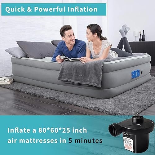 Miniatura 3 de Bomba de aire para inflables, bomba de colchón de aire eléctrica con 3 boquillas, inflador portátil de llenado rápido para barco inflable, camas de