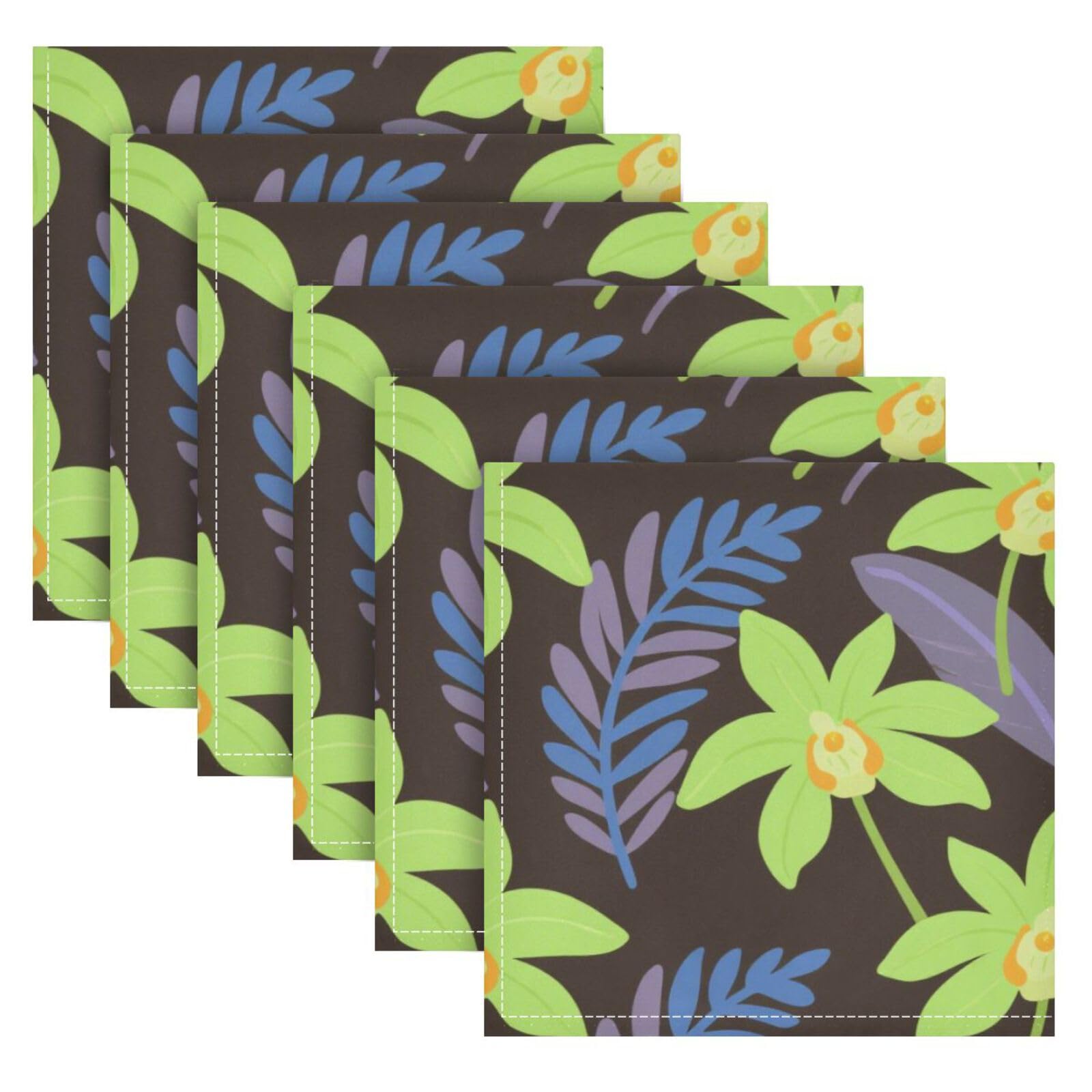 Serviettes de table réutilisables en tissu floral orchidée verte pour décoration