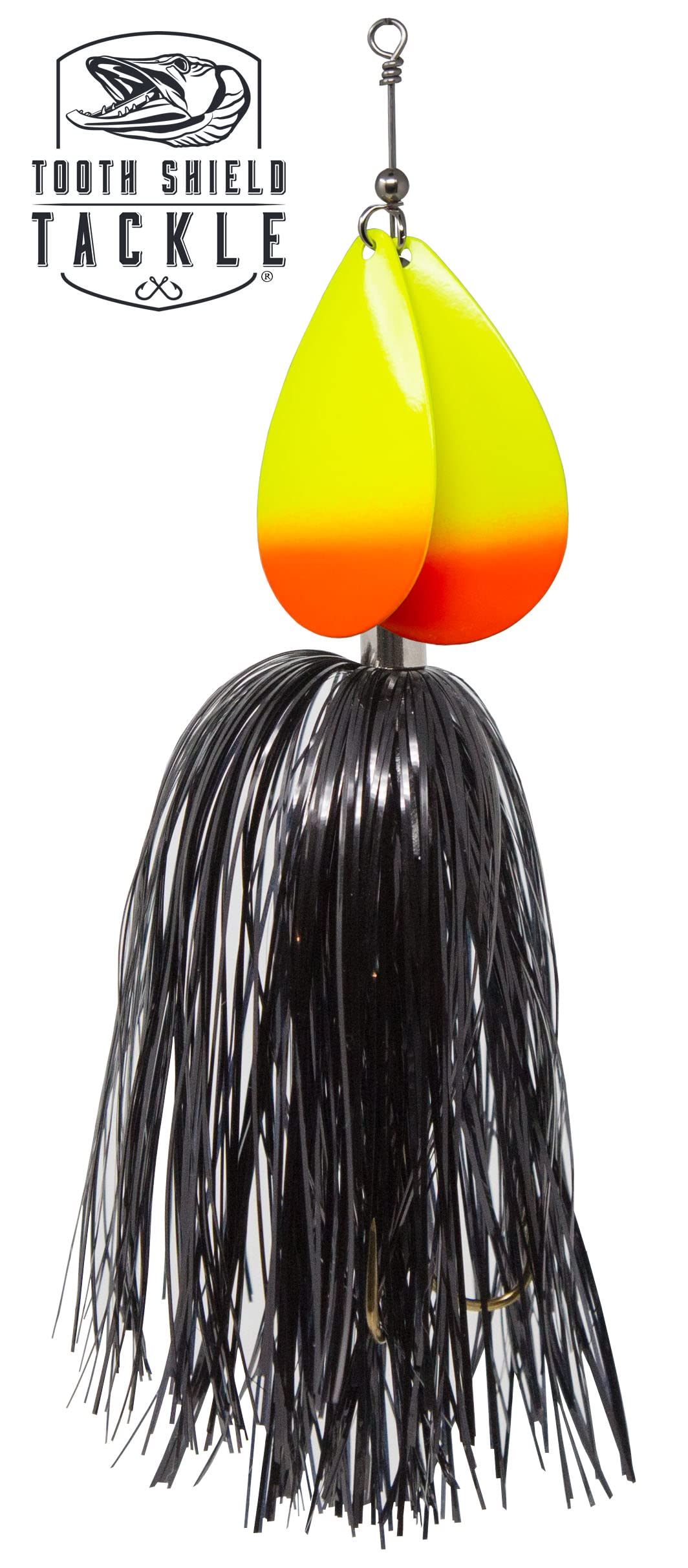 Tooth Shield Tackle The 309 Musky Bucktail Muskie Pike Double 9 Inline Spinner Musky Lures Baits Tackle (Black Flame)