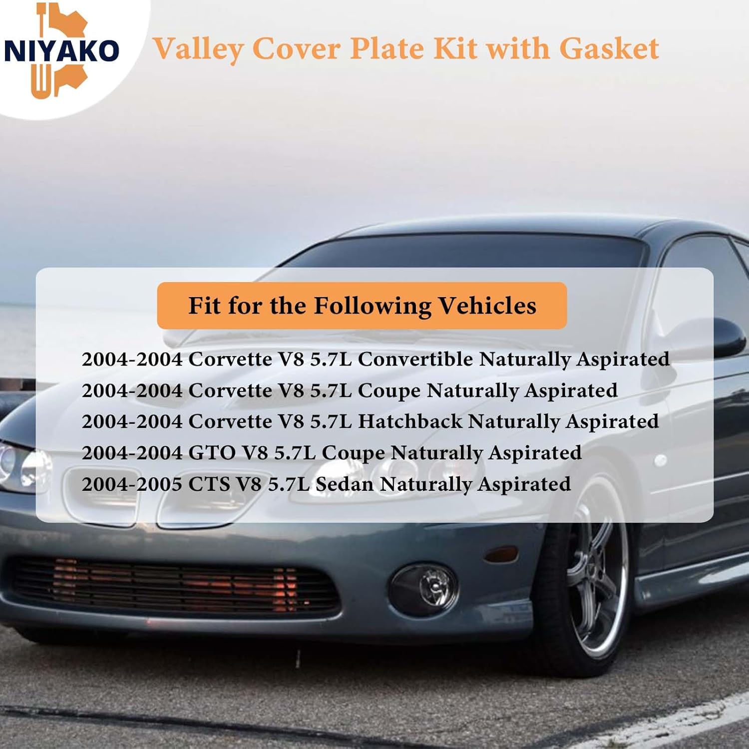Valley Cover Plate Kit with Gasket Replacement# 12577927 Fit Chevy Corvette CTS-V Pontiac GTO LS1 LS6