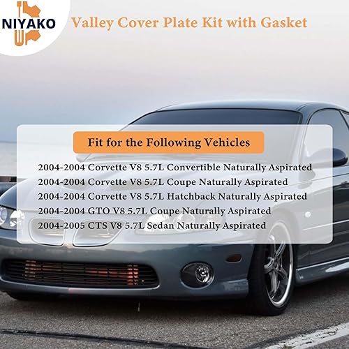 Miniatura 2 de Niyako Valley Kit de placa de cubierta con junta de repuesto # 12577927 Fit Chevy Corvette CTS-V Pontiac GTO LS1 LS6
