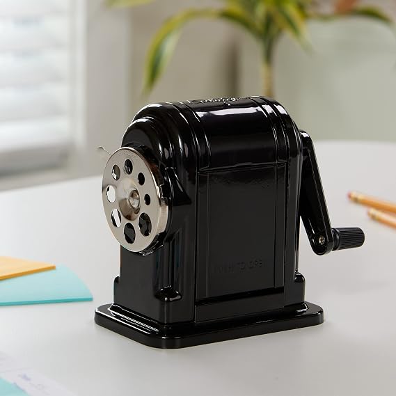 X-ACTO Ranger 55 Classroom Manual Pencil Sharpener, Black, Mountable, Adjustable for 8 Pencil Sizes - Classroom, Teacher Supplies