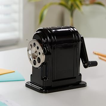 X-ACTO Ranger 55 Classroom Manual Pencil Sharpener, Black, Mountable, Adjustable for 8 Pencil Sizes - Classroom, Teacher Supplies