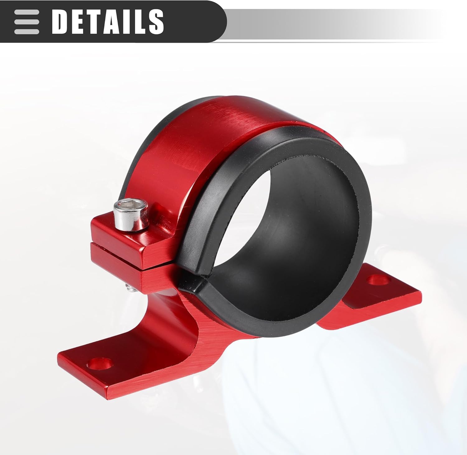 Motoforti Universal Fuel Filter Mounting Bracket, Car Oil Gas Fuel Fuel Pump Clamp Holder, 50mm ID, Aluminum Alloy, Red, 2pcs