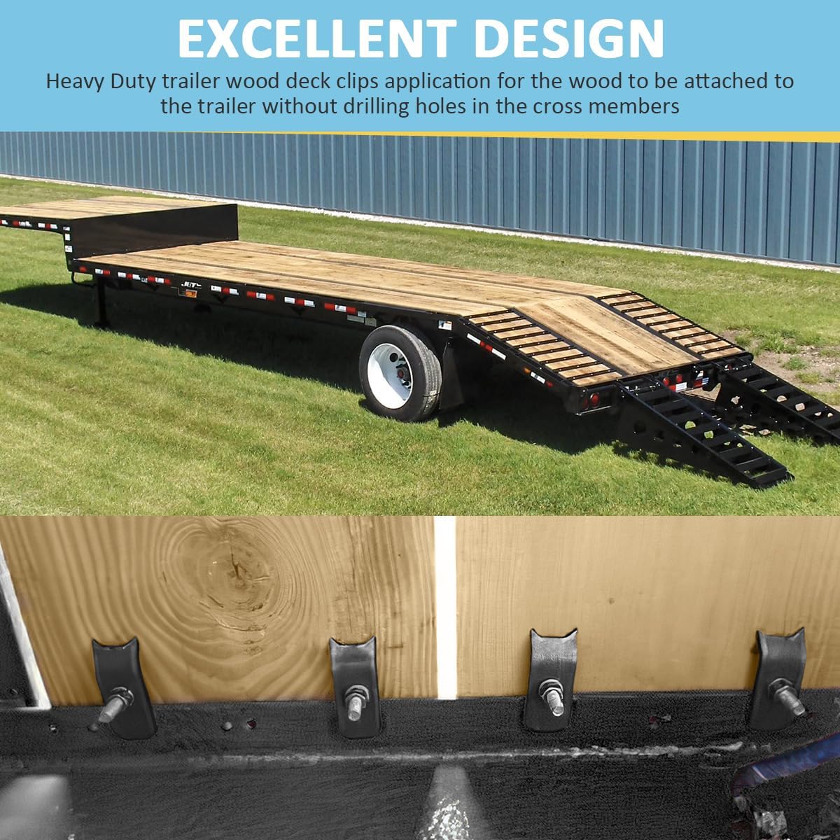 (24pcs) Heavy Duty Bearclaw Steel Trailer Decking Clips (1/4"Black) for Universal Fit Utility Trailer Flatbed Trailer Boat Trailer RV Freight Trailer Wooden floor Fixture