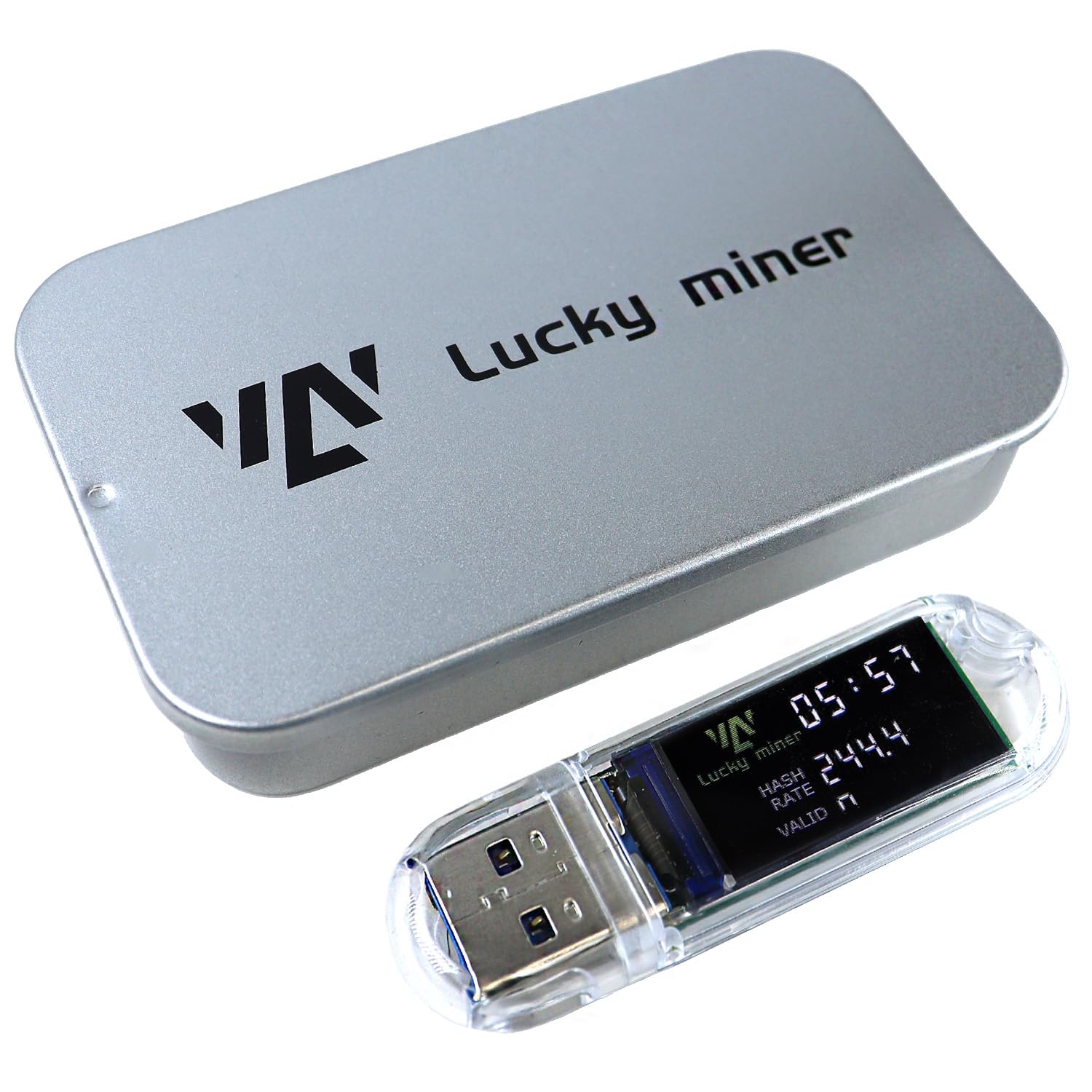 Lucky Miner LV03 USB Bitcoin Miner - 250KH/S Solo ASIC Device, 1W Low-Power, 2.4G WiFi, Mini Display, Phone & Laptop Compatible