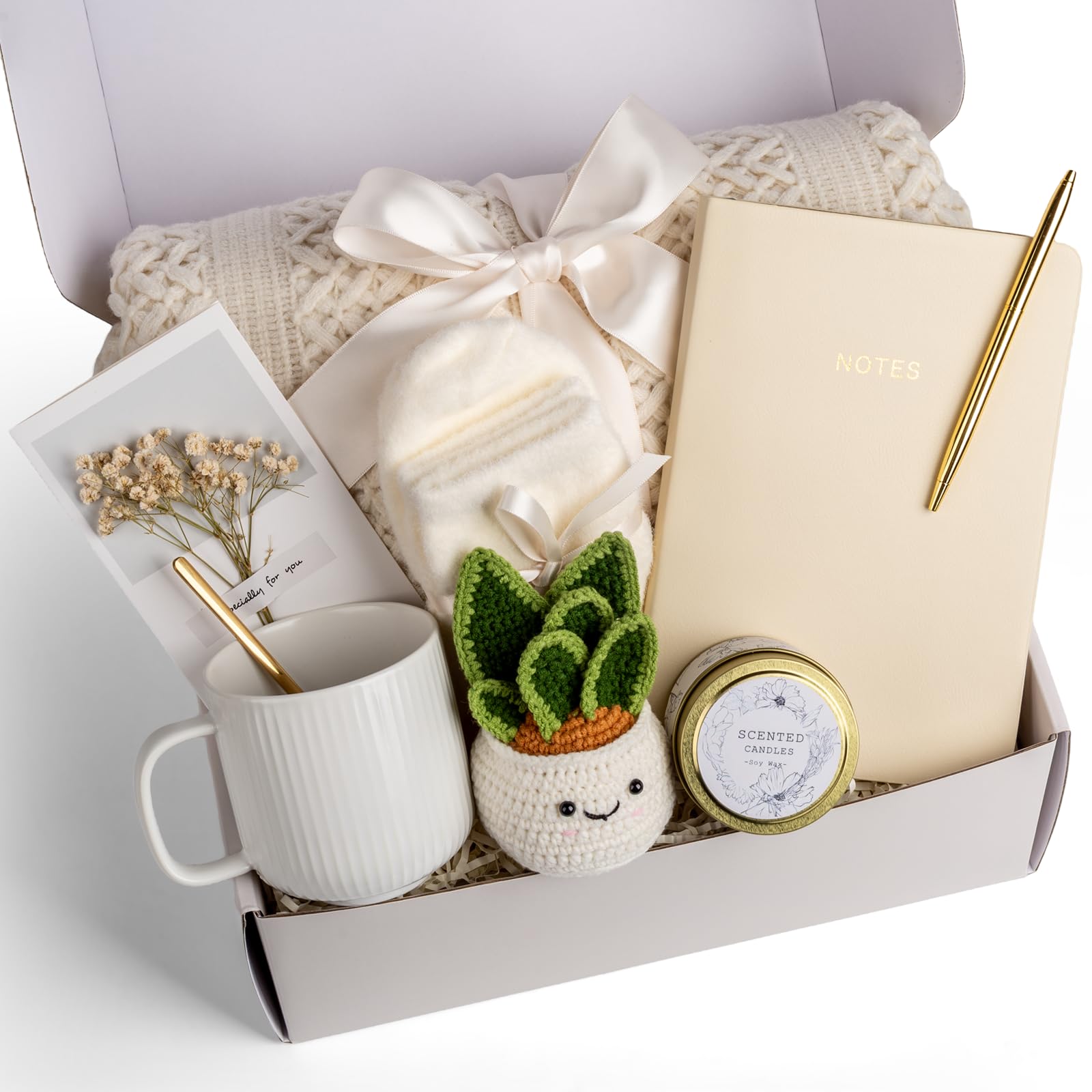 Birthday Gift for Women Friendship, Gifts for Women Birthday Unique Self Care, Gifts Basket for Best Friend, Sister, Mom, Teen Girls, Wife, Girlfriend, Coworker (Ivory)
