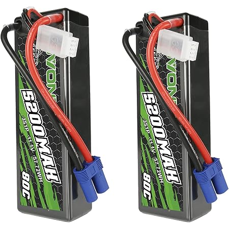 Zeee 3S Lipo Accu 11.1V 80C 5200mAh Hardcase RC Batterij met EC5-stekker voor RC-auto, RC-vliegtuig, RC-helikopter, RC-hobby (2 packs