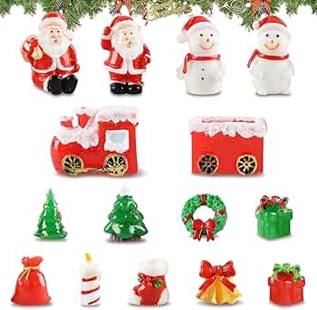 クリスマス  装飾品  置物 Amazon | クリスマス 飾り ミニチュア 樹脂 置物 15個セット ミニ