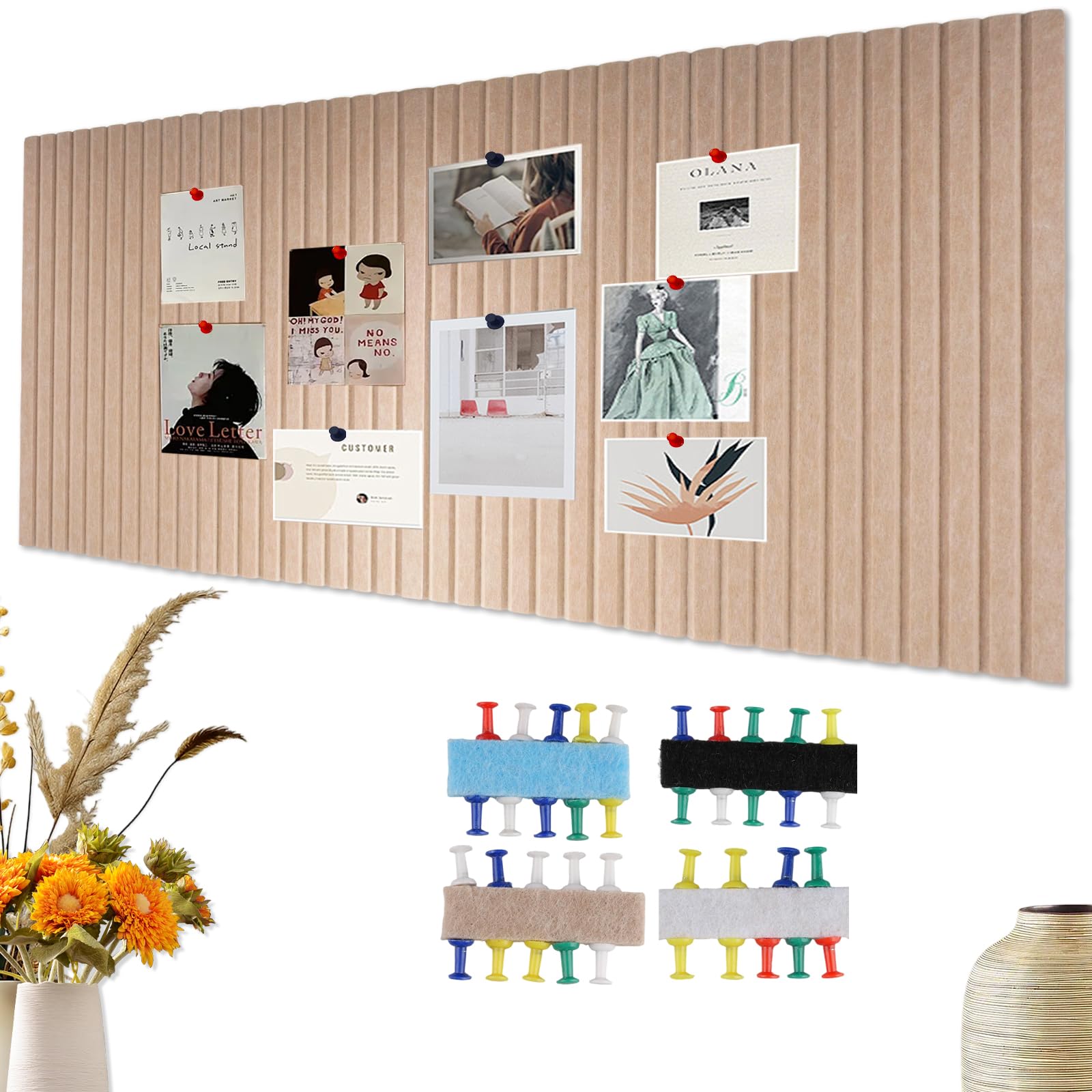 Filz Pinnwand Selbstklebend 120x80cm 4 Stück Pinnwand Groß 0,9cm Dick 60x40cm Korkplatte Dekorative Pinwand Filz für Büro Küche Schule Fotos Memos (Dunkel Kamel)