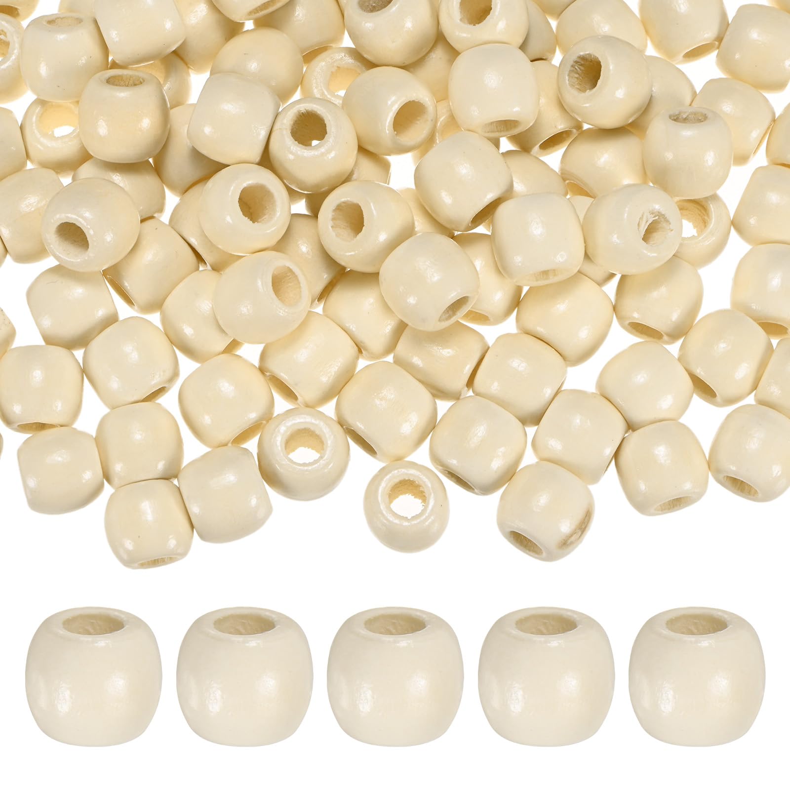 M METERXITY 150-Pack Natural Wood Beads 11x12mm Beige Round Loose Spacer Beads Wooden Craft Smooth Ball Large Hole with 5mm for DIY Crafts/Bracelet/Necklace