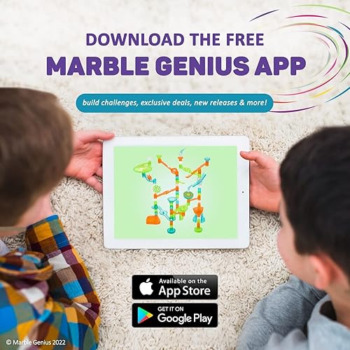 Miniatura 8 de Marble Genius Juego de refuerzo de acrobacias Marble Run: 30 piezas en total, 9 piezas de acción que incluye nuevo trampolín patentado, incluye