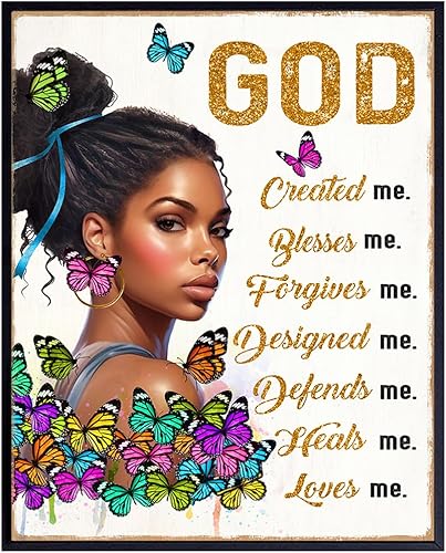 Miniatura 1 de God Wall Decor for Black women - Women's empowerment Motivational poster, spiritual Inspirational Quote - positive Quotes Wall Decor for African
