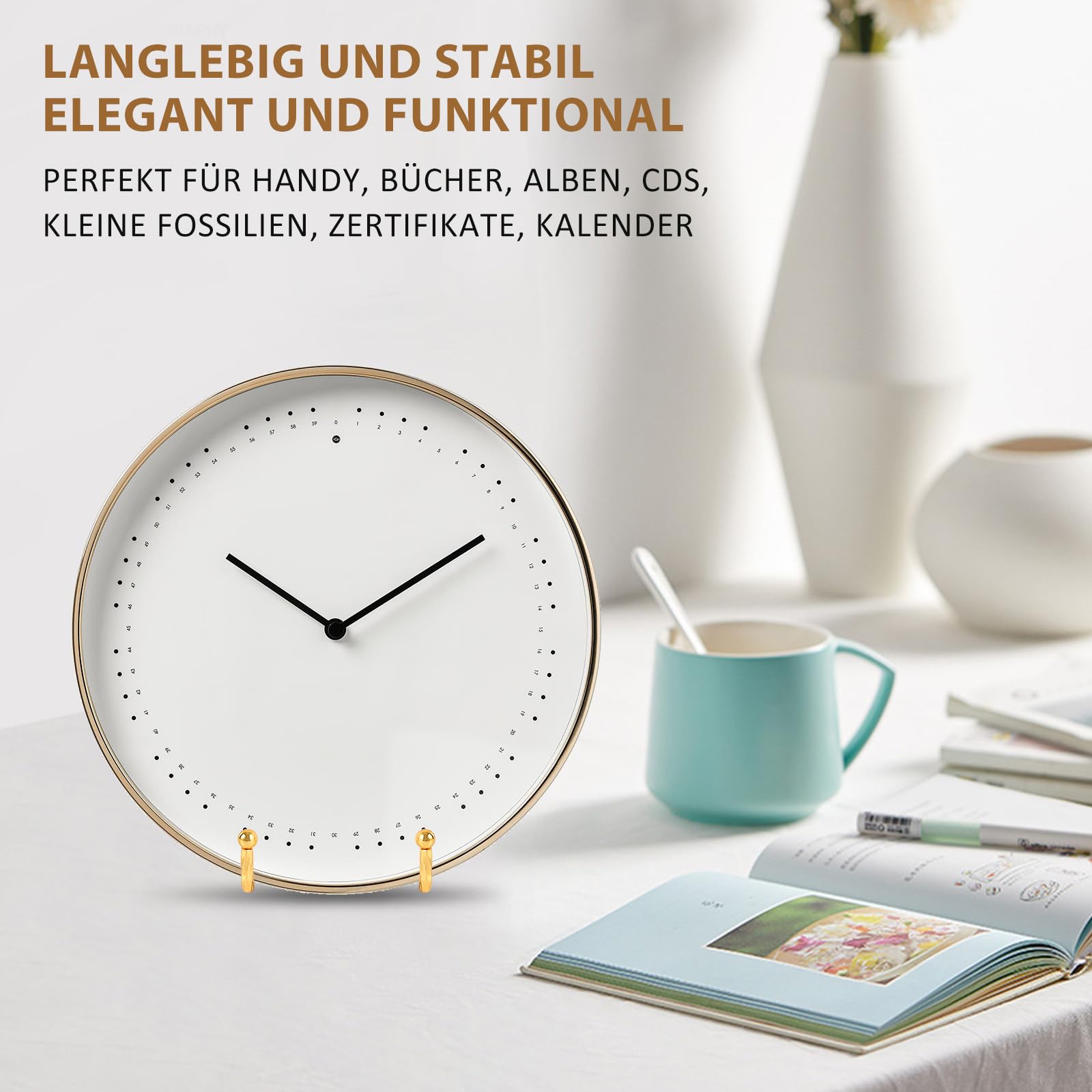 QWORK Teller Ständer 3er Set Gold - Staffelei Aufsteller 11,5cm